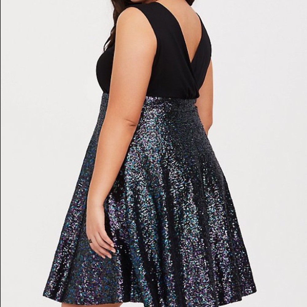 Torrid Special Occassion Black Sequin Skater Dress